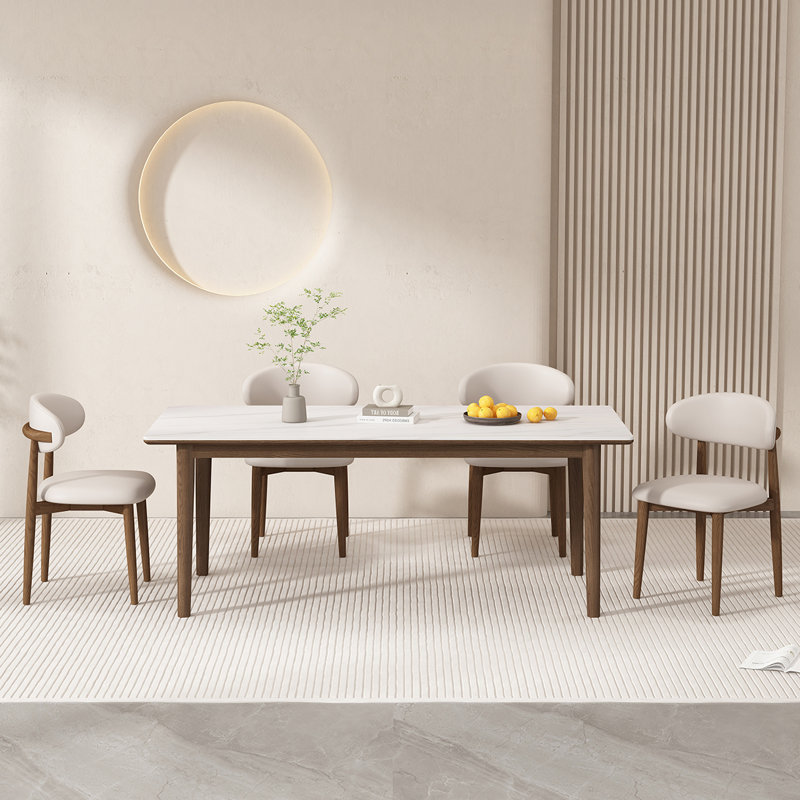Ensemble de table de salle à manger rectangulaire en bois massif fritté pour 4 personnes