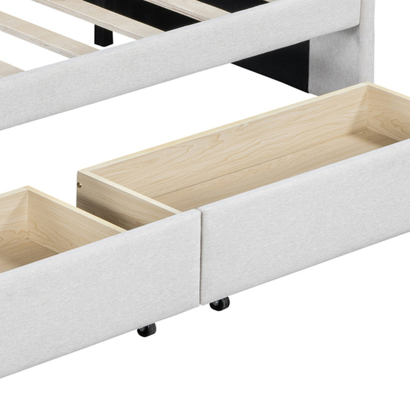 Bed, Full / Double, Beige