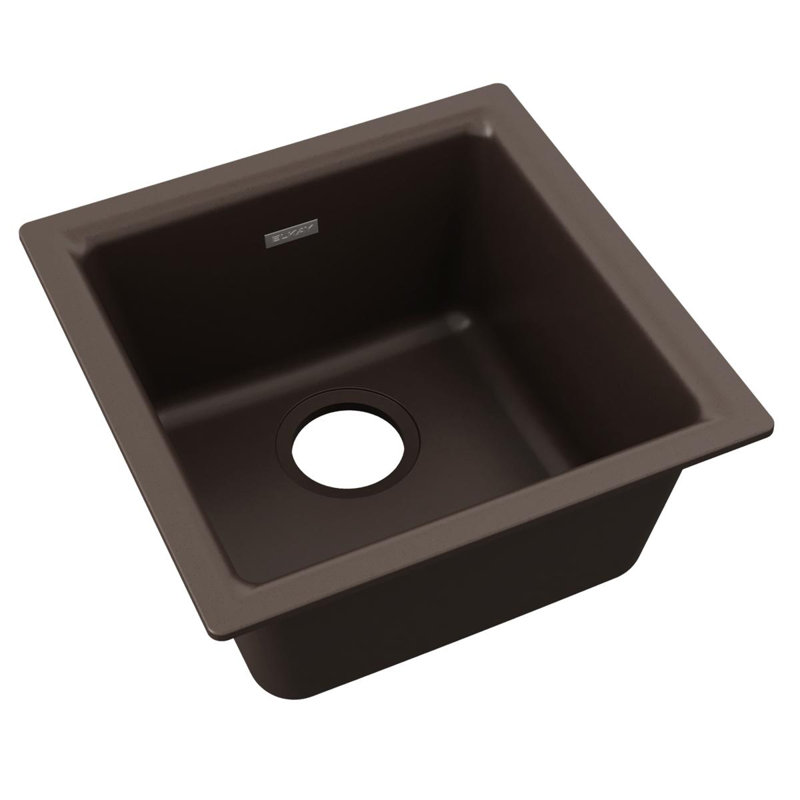 Elkay Quartz Classic 16" L x 16" W Dual Mount Kitchen Sink, Mocha