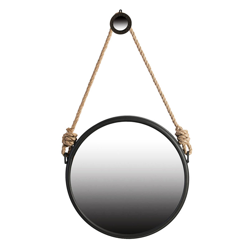 Miroir contemporain à sangle en corde 19,5 po pour décoration murale, salle de bain et entrée, 19.5'" x 19.5", Gray