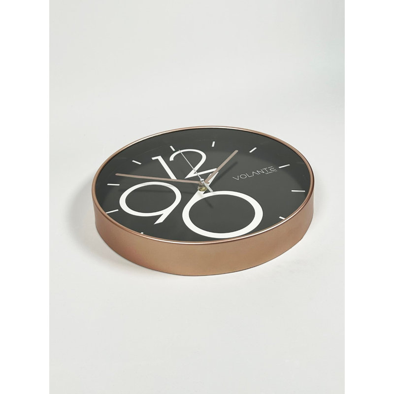 Bronze Decorative Wall Clock, 11.8 Inches Diameter | 100% Plastic Body, Real Glass Cover, Thickness: 1.8 Inches | Elegant Design for Home & Office Décor, Perfect for Living Room or Kitchen Wall Display