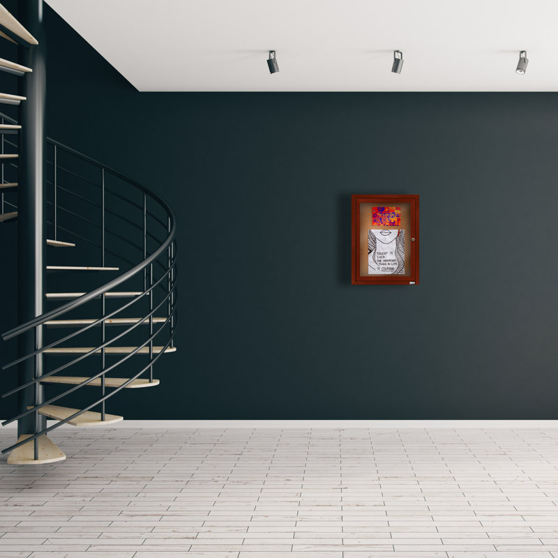 Tableau d’affichage mural en aluminium encastré, Bois de cerisier, Un, H 24 po x l 18 po
