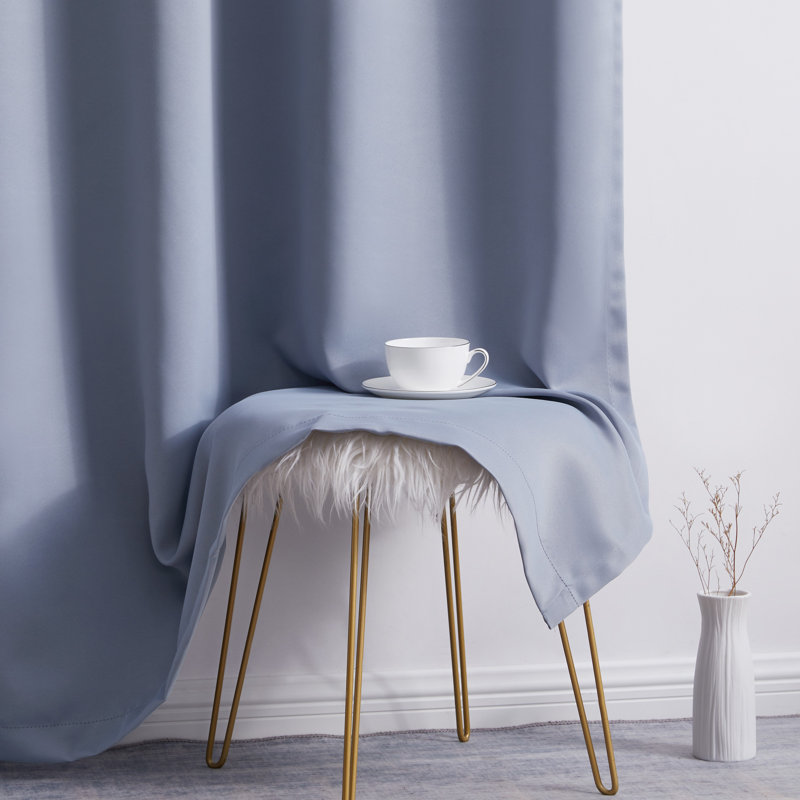 Gerlach Polyester Blackout Thermal Grommet Curtain Pair (Set of 2), 52" W x 84" L, Dusty Blue