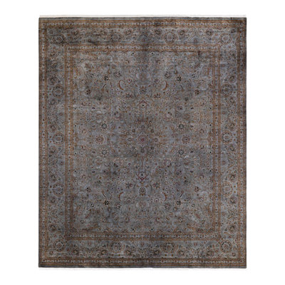 Tapis gris / beige unique 8 pi 2 po x 9 pi 9 po Yamani