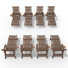 Dareona Pakkdiarie Outdoor HDPE Adjustable Reclining Chaise Lounge Chair With Wheels & Cup Holder (Set of 8)