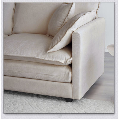 Canapé en chenille deux places avec 1 repose-pieds, canapé modulaire en forme de L 2 places avec repose-pieds, causeuse pour petits espaces de vie