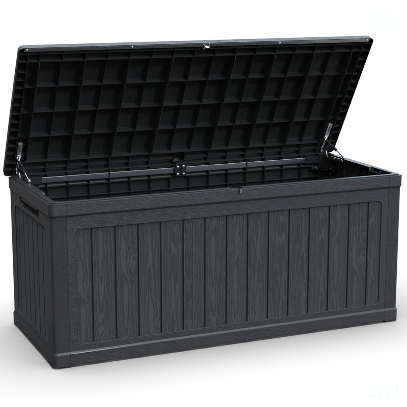 260 Gallon Large Outdoor Storage XXL Deck Box For Patio Furniture, Outdoor Cushions, Garden Tools And Sports/Pools Equipment, Waterproof Resin, Lockable