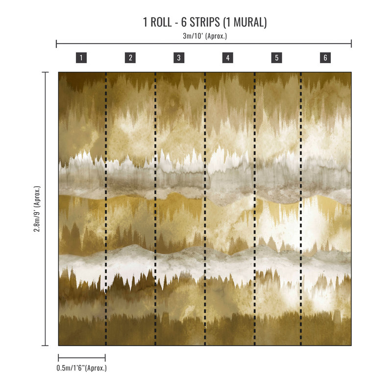Art for the Home Horizon Shadow Monocrome Landscape Mural, Yellow