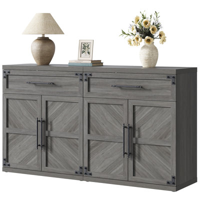 Chevron Accent Cabinet with Drawer & Adjustable Shelf