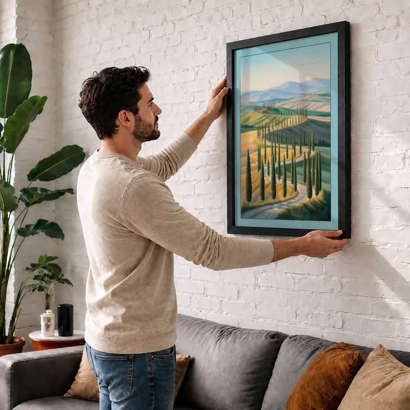 Tuscan Hillside Rustic - Framed Print, A4 - 29.7 x 21.0 cm, Unframed