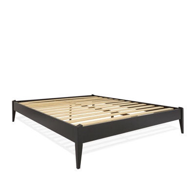 Finney Solid Wood Platform Bed without Headboard, Mid-Century Modern Bed Frame