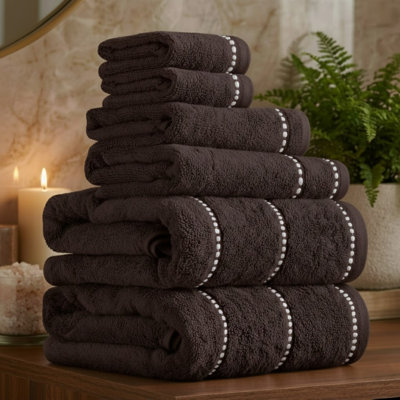 Lavish Home 6 Piece Bathroom Towels Set - 525GSM 100% Cotton Bathroom Essentials - 2 Bath Sheets, 2 Hand Towels, and 2 Wash Cloths for Bath, Shower, Gym, Spa, and Dorm Room (Charcoal)