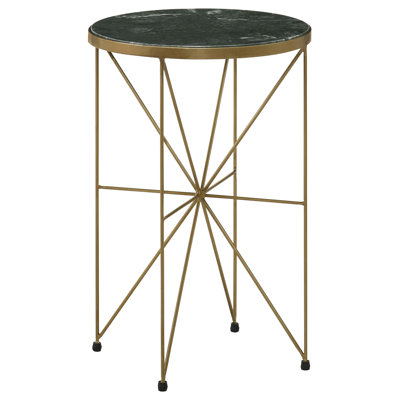 Sidney Antique Gold Round Marble Top Side Table(Only Including Coffee Table)
