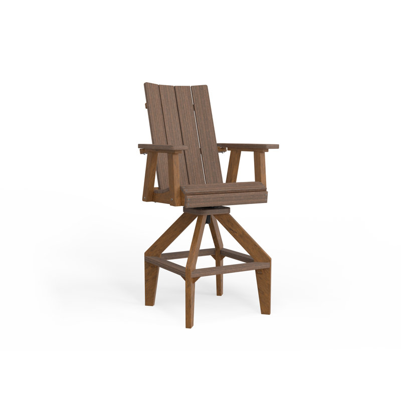 SOL Outdoor Bar Stool, Navy Blue, Brazilian Walnut