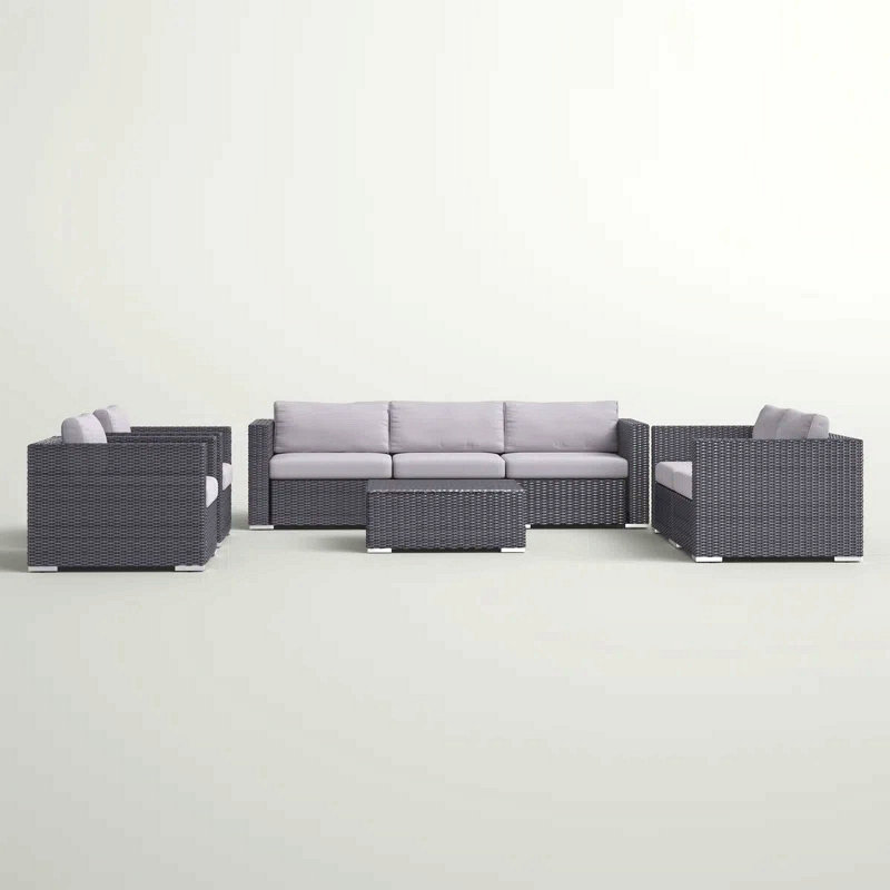 Ensemble de conversation pour 7 personnes avec coussins