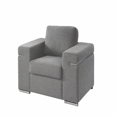Fauteuil rembourré en tissu tissé gris clair