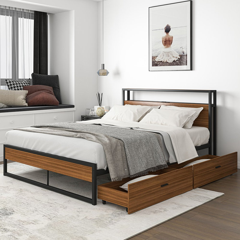 Sabeel Storage Bed, Black/Brown, Queen