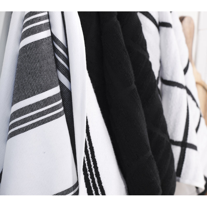 Dual Striped Tea Towel, Black