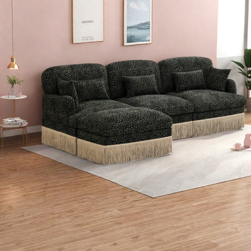 Canapé modulaire profond avec repose-pieds Chenille