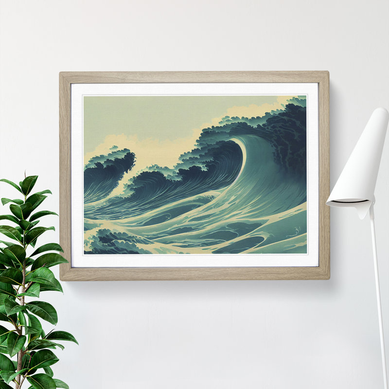 XH1022-4344X Glowing Japanese Wave - Single Picture Frame Print