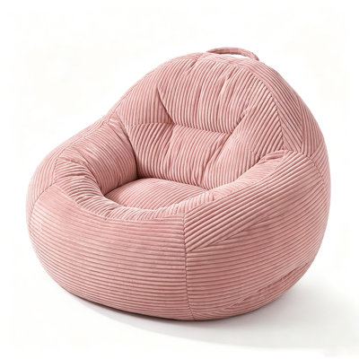 Pouf rond et moelleux, canapé de salon avec housse douce en microfibre, idéal pour chambre ou dortoir étudiant - Rose