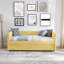 Lit de jour avec lit gigogne escamotable et capitonné, taille simple, tissu Boucle (83 po x 43 po x 29,5 po)-493685478-493685479