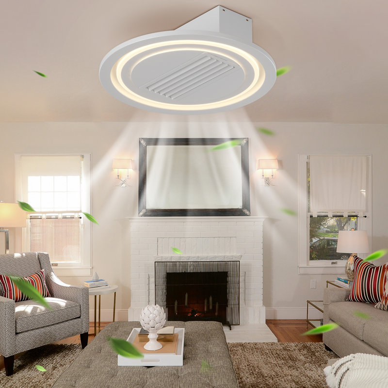 Ventilateur de plafond encastré moderne de 20 po avec télécommande et lumières DEL à intensité variable, ventilateur à 6 vitesses pour le salon de la chambre à coucher