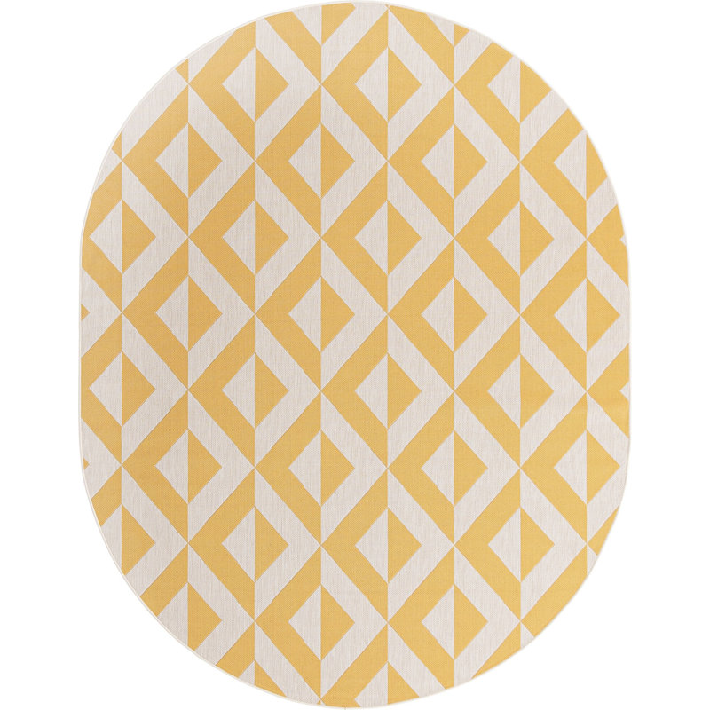 Geometric Indoor / Outdoor Rug, Oval 7'10" x 10'