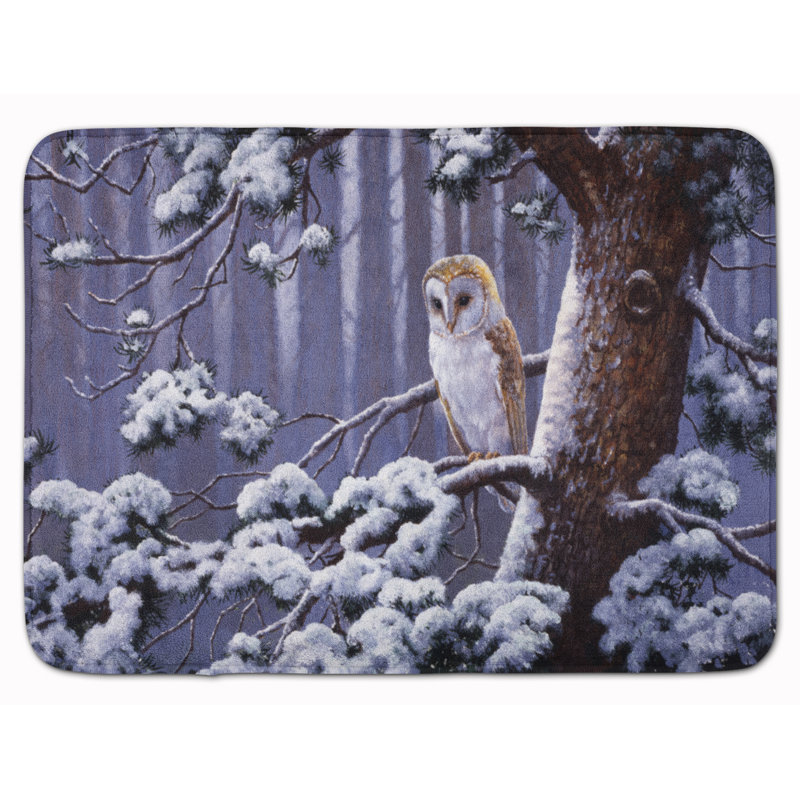 Tapis de salle de bain en mousse à mémoire de forme neige hibou sur une branche d’arbre