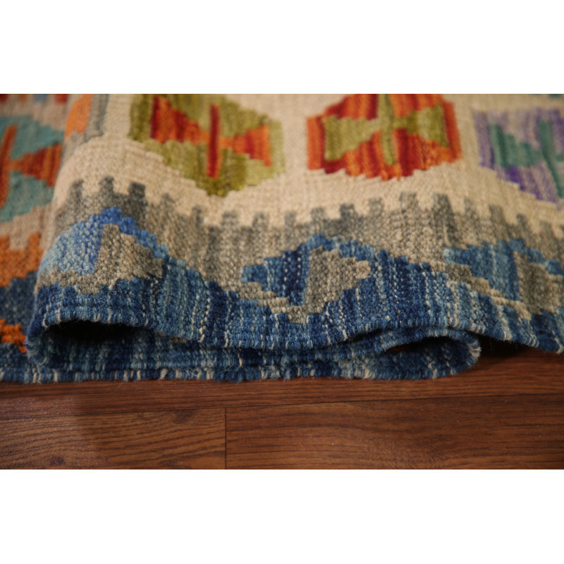 Tapis de salon réversible en laine Kilim 7 x 10