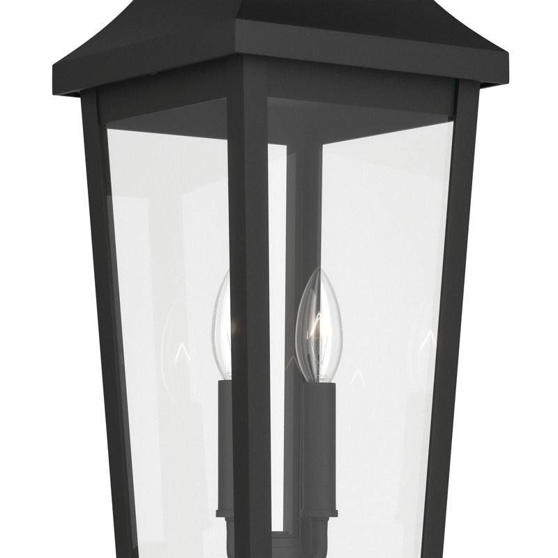 Lampadaire d'extérieur 2 lumières avec verre transparent noir texturé 25,25 "Cleary, Noir texturé