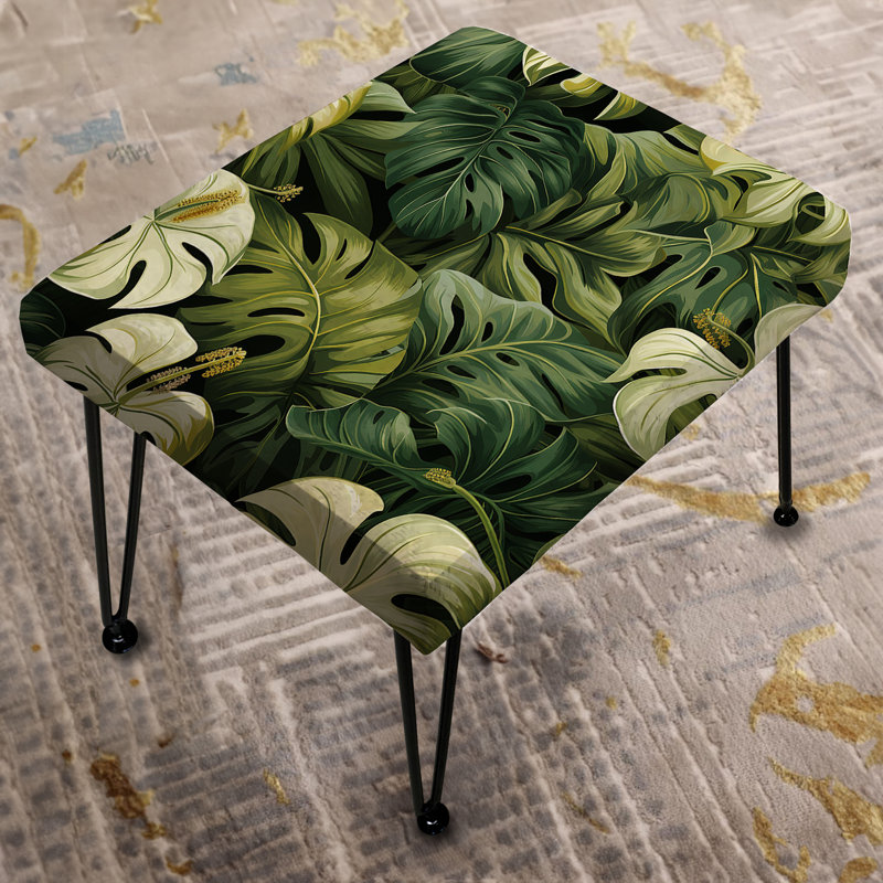 Monstera Elegance Tropical Pattern - Tropical Rectangle Ottoman
