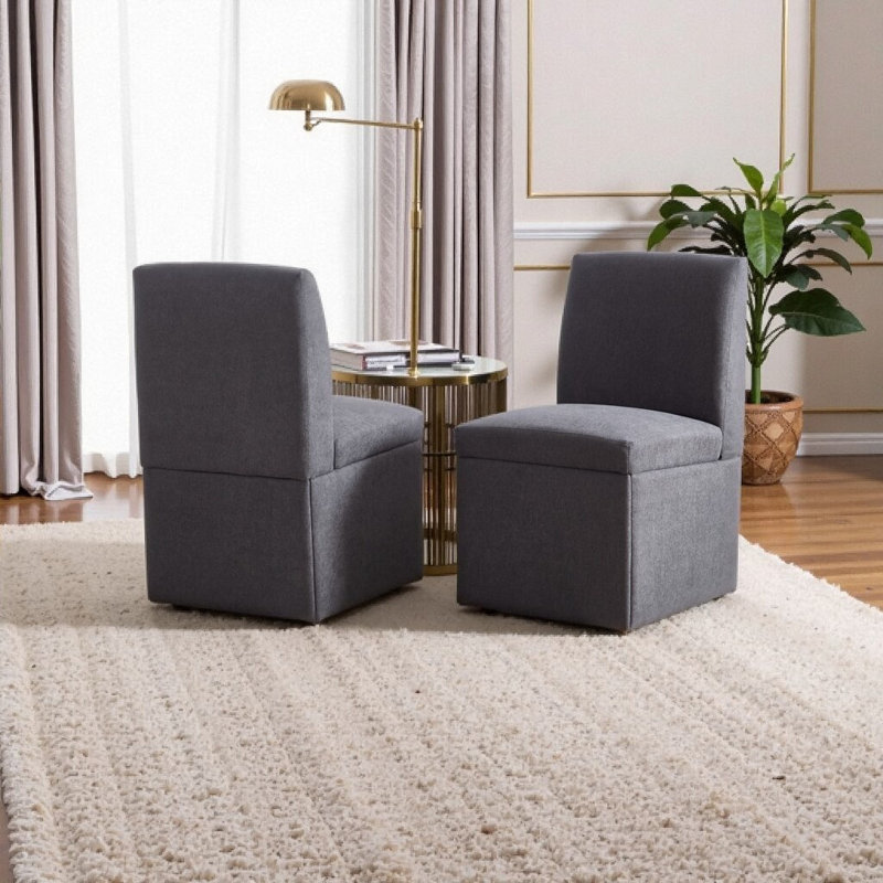 Ensemble de 2 chaises pivotantes multifonctionnelles - mobilité à 360 ° avec rangement caché, Gris foncé