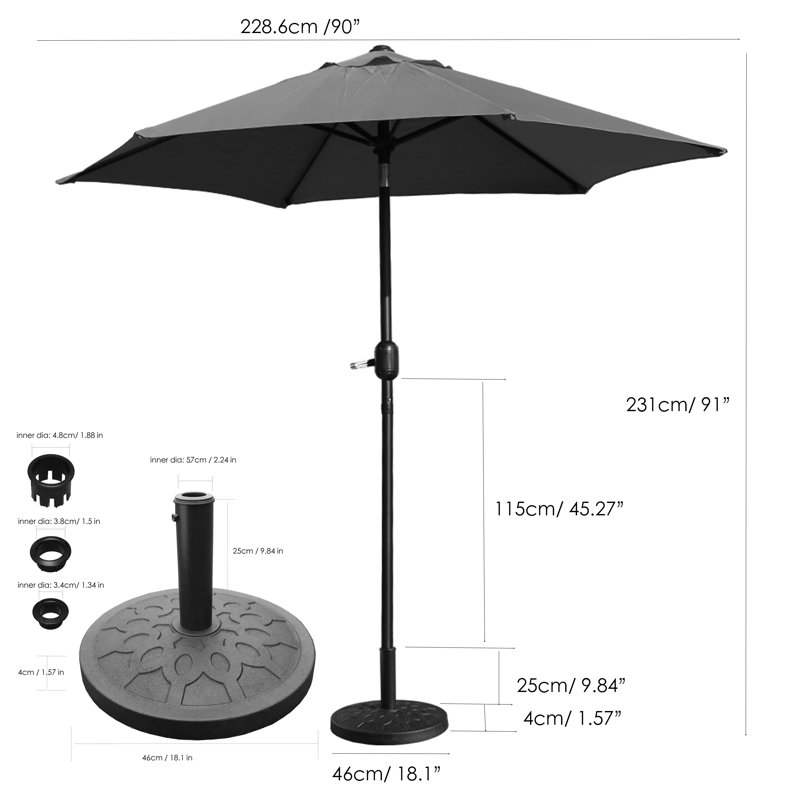 Parasol de marché 90 po Hoguet