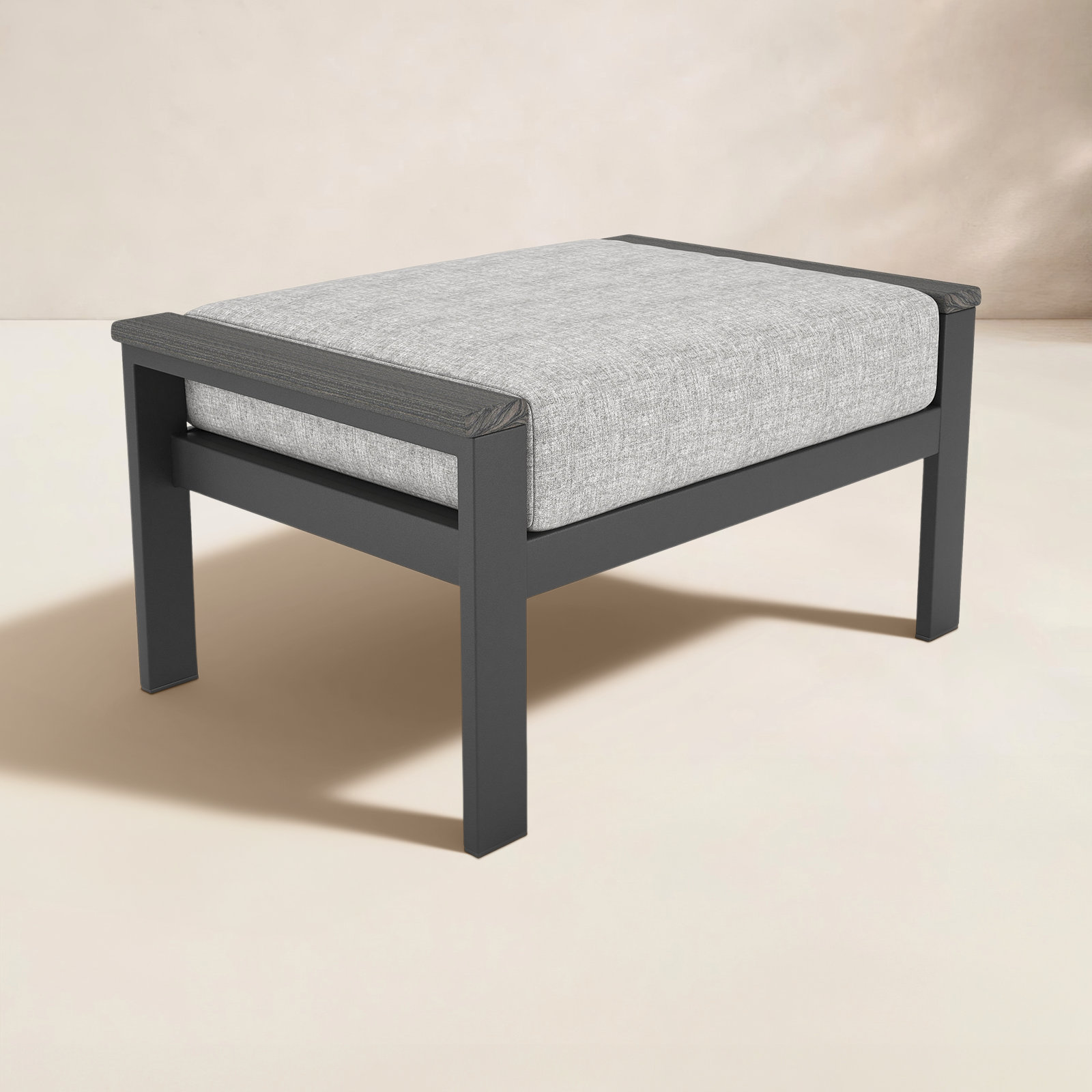 Townsend Sunbrella® Patio Ottoman, Canvas Granite Sunbrella® Canvas, Black, Yes