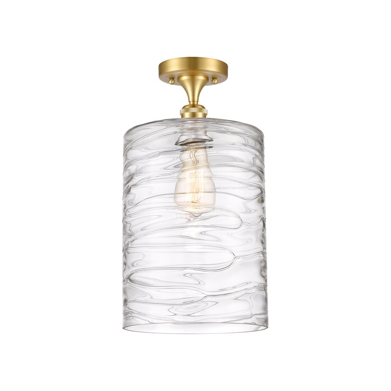 Plafonnier semi-encastré 1 lumière 9 po Heiman, DEL, Or satiné, Tourbillon déco