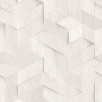 Papier peint illusion géométrique Woodblock