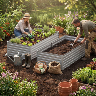 Ensemble de grand lit de jardin surélevé galvanisé 6X3x2ft avec gants