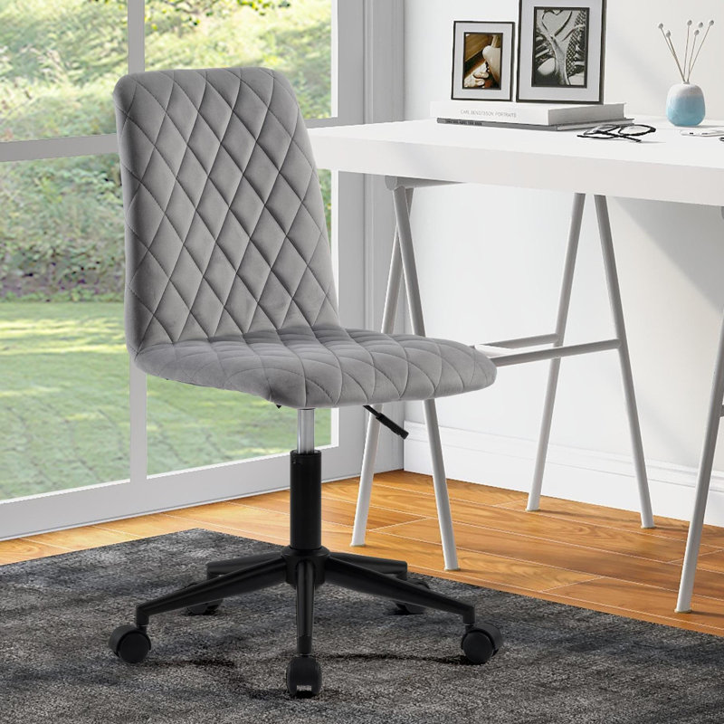 Throckmorton Velvet Office Chair, Grey