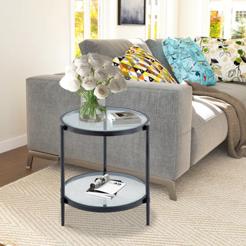 Nathalia Small Round End Table, Black