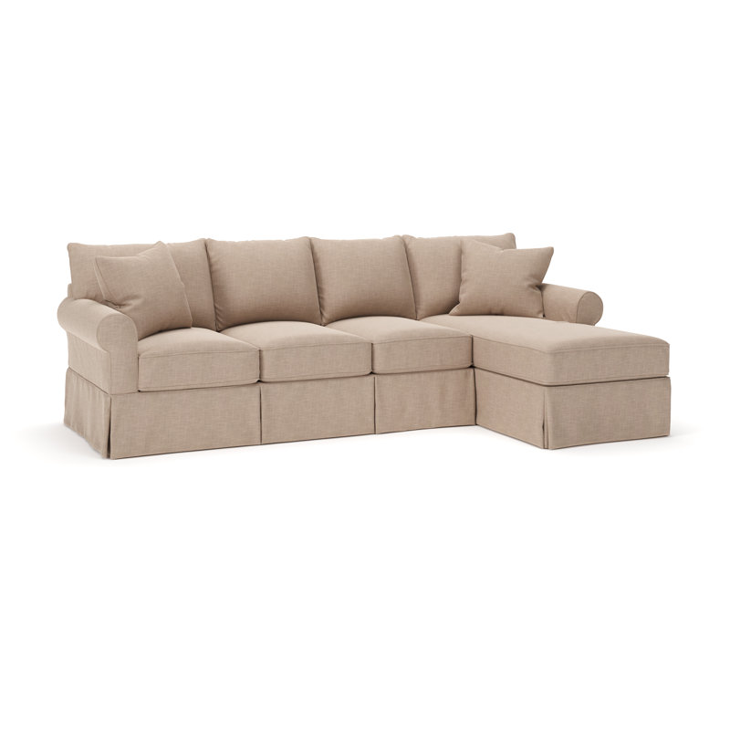 Amari Slipcovered Chaise Sectional, Right Hand Facing, Conversation Linen Basketweave