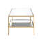 Table basse dorée avec tablettes en miroir - construction, compartiments ouverts élégants et fiables, look organisé