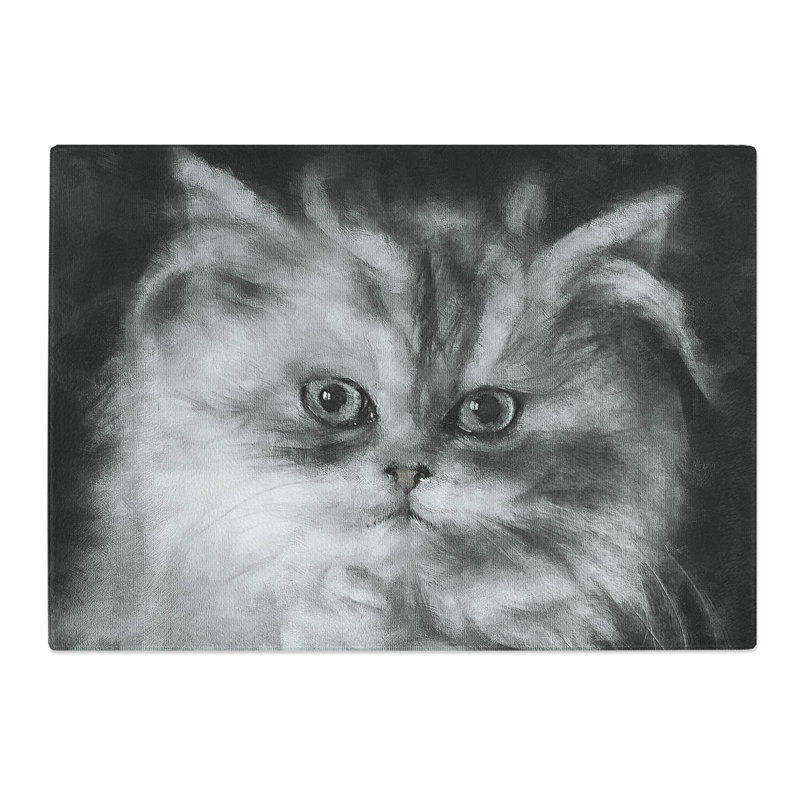 Persian Cat Painting Chopping Board, 0.4cm H x 20cm W x 28.5cm L