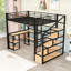 Lit mezzanine en métal avec bureau intégré et tablettes de rangement