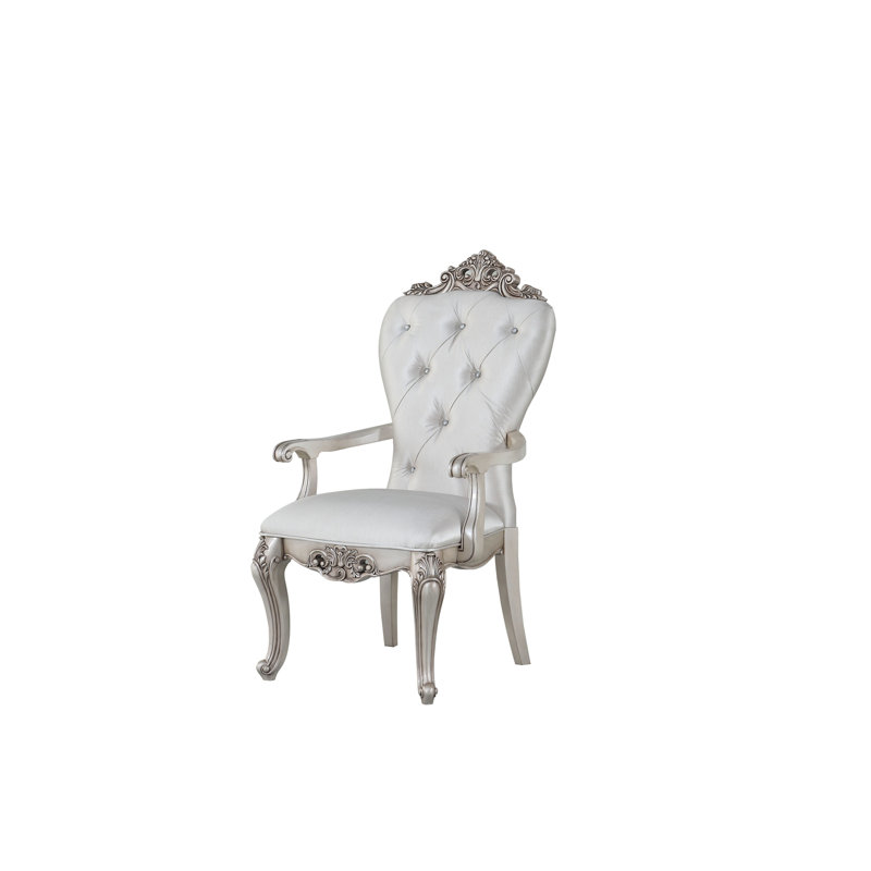 Chaise avec accoudoirs en tissu crème et ivoire Gorsedd (ensemble de 2)