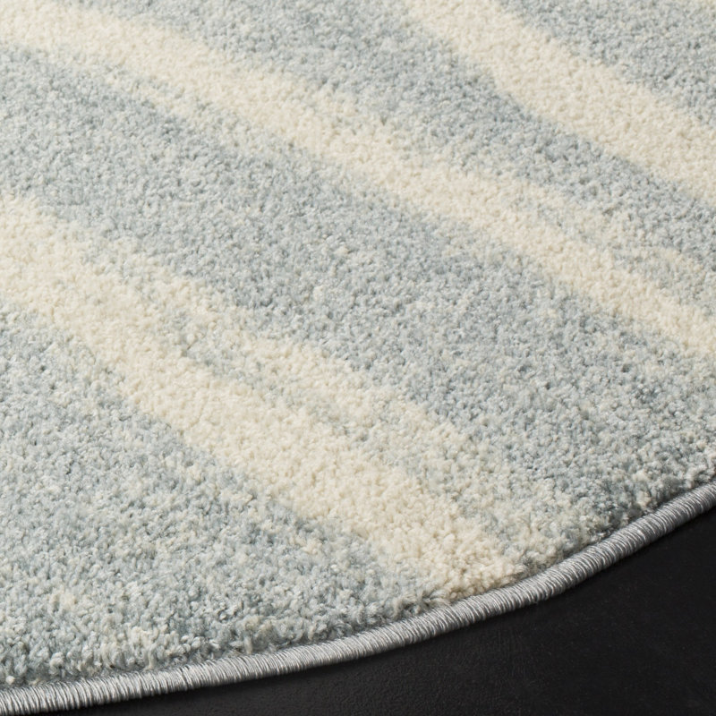 Tapis performance abstrait Shelva, Cream/Slate Blue, Rond 6 pi