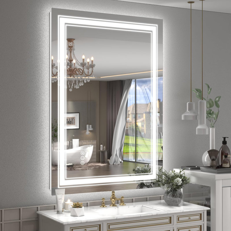 Miroir mural anti-buée, 36 po x 24 po, Blanc 1