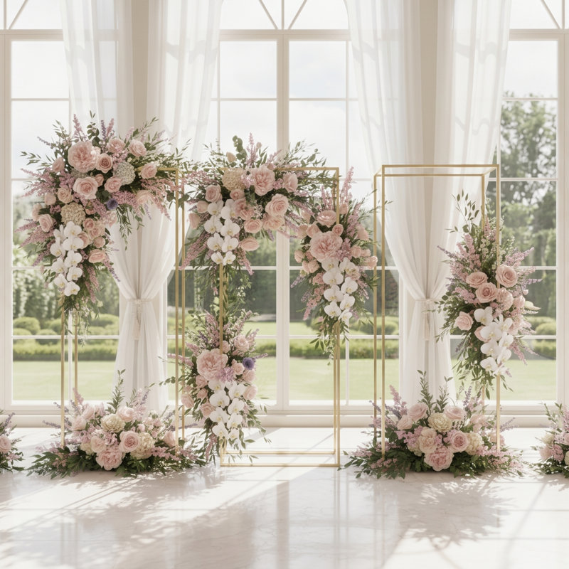 Millry 6ft Gold Metal Wedding Column Stand - Extra Tall Rectangular Flower Pedestal & Backdrop Pillar - Modern Geometric Aisle Decor for Ceremonies & Receptions - Heavy Duty Altar Frame