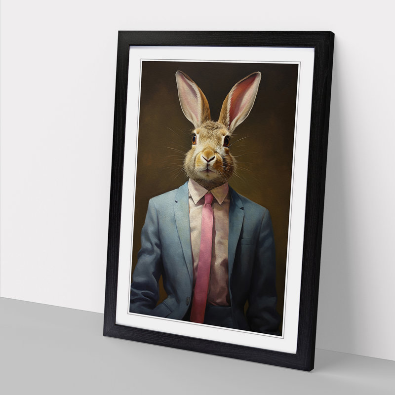 Rabbit in a Suit Painting No.4 - Framed Print, Black, 64cm H x 46cm W x 2cm D