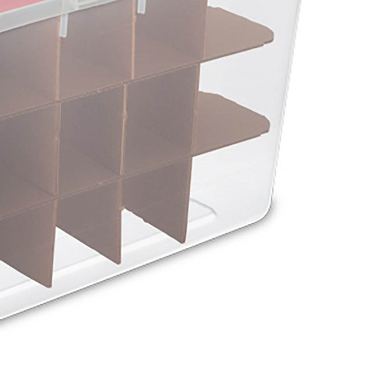 Sterilite 6 Pack 48 Quart Hinged Lid 270 Total Holiday Ornament Storage Boxes